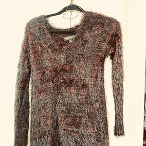 Rock & Republic Ladies XS Black & Red Shaggy Sweater